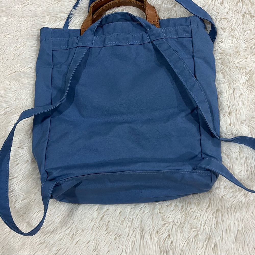 Fjallraven Blue Tote Backpack with Brown Leather Accents - Picture 8 of 12